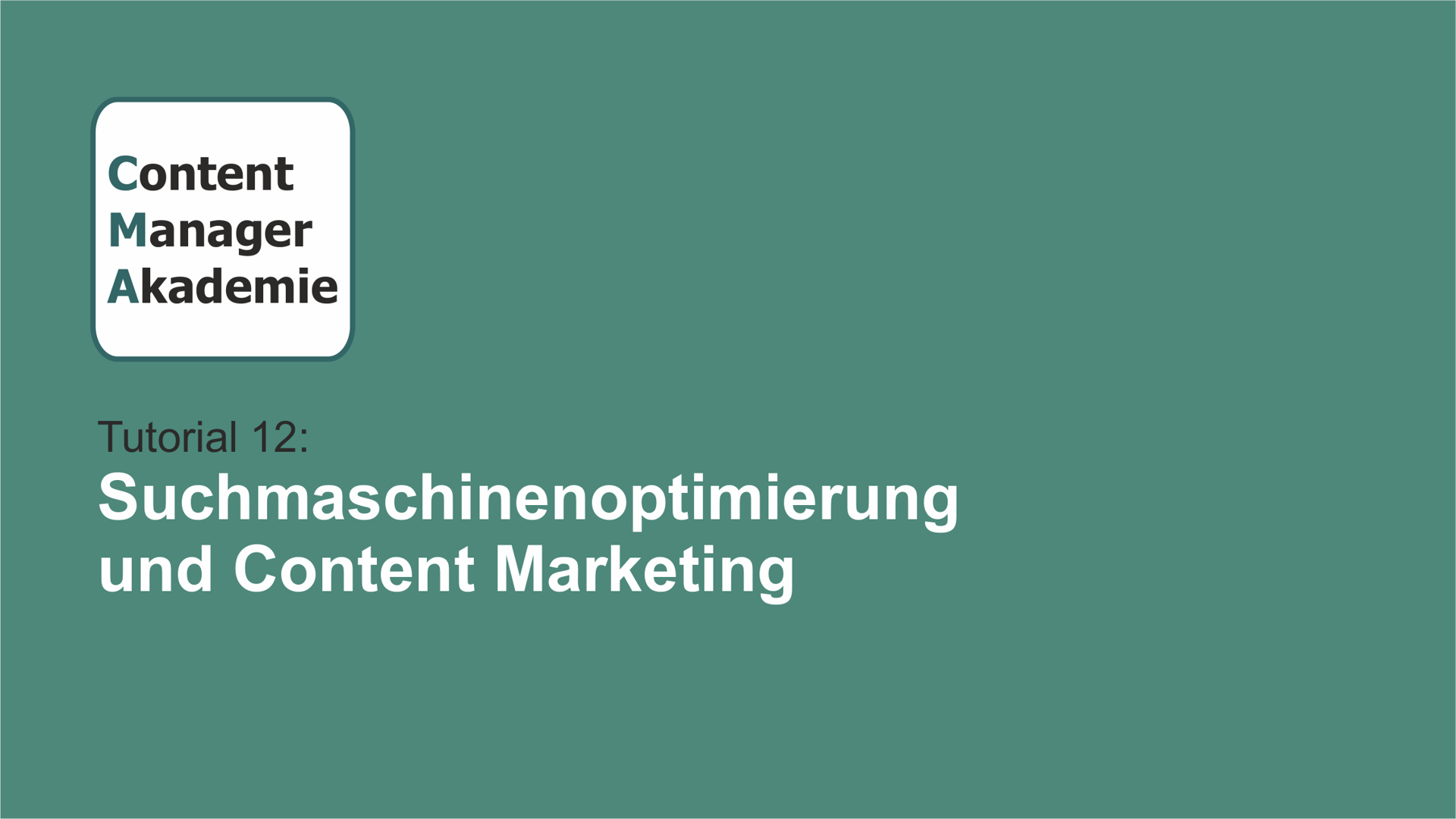 Content Manager Akademie Tutorial 12